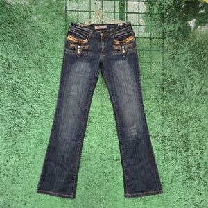 CITANA Elegant Flare Jeans with Gold Detailing